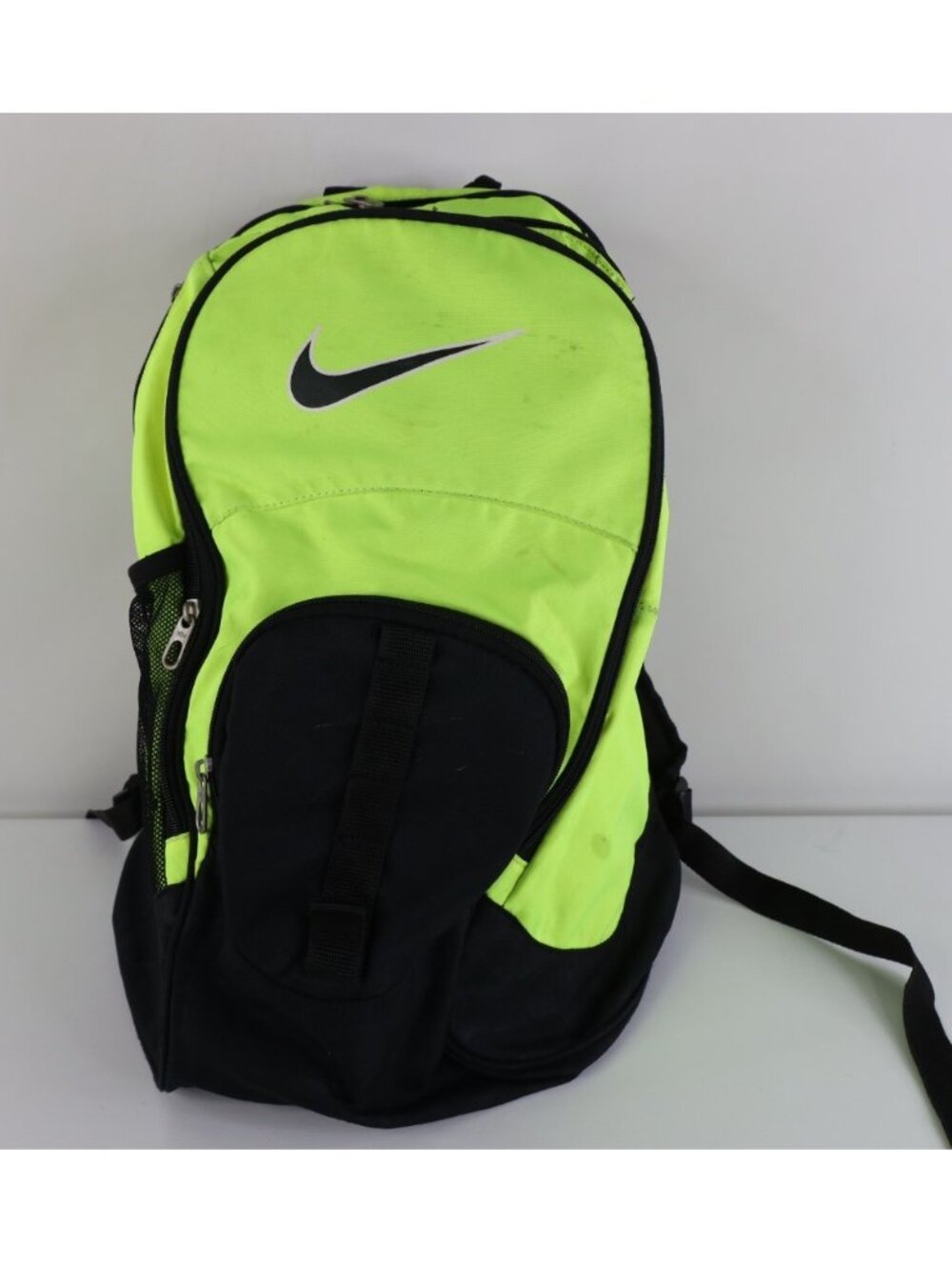 Vintage Nike Soccer Distressed Big Swoosh Backpack Book Bag Carry On Volt Yellow